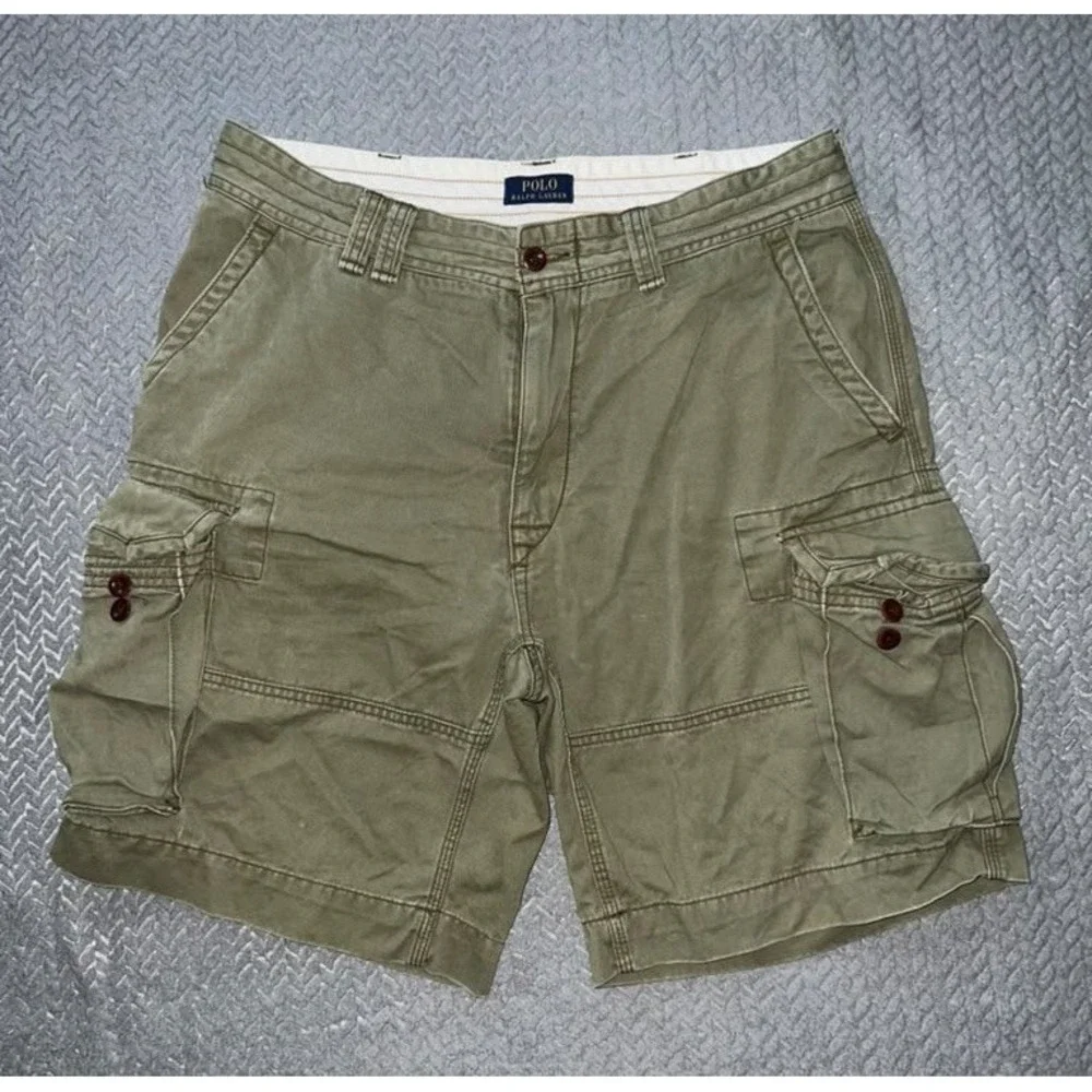 Polo Ralph Lauren Mens Distressed Army Green Cargo Shorts Size 36